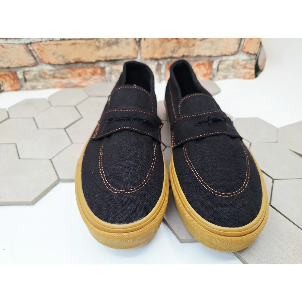 Vans Style 53 Heavy Canvas Black Gum Lug Sole Loafer Shoes Men's Size 11 Sneaker